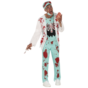 COSTUME VESTITO SURGEON ZOMBIE TRAVESTIMENTO CHIRURGO ZOMBIE PER ADULTI HALLOWEEN CARNEVALE COSPLAY