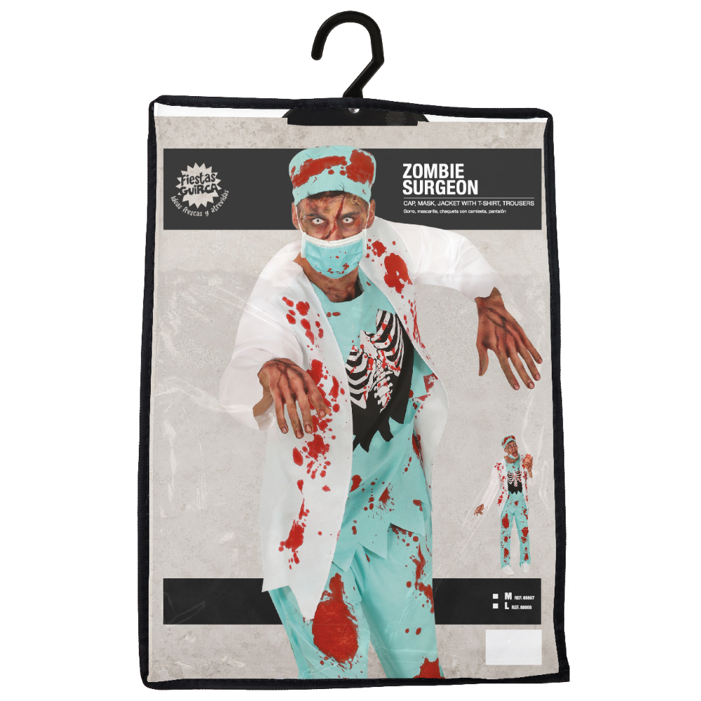 COSTUME VESTITO SURGEON ZOMBIE TRAVESTIMENTO CHIRURGO ZOMBIE PER ADULTI HALLOWEEN CARNEVALE COSPLAY