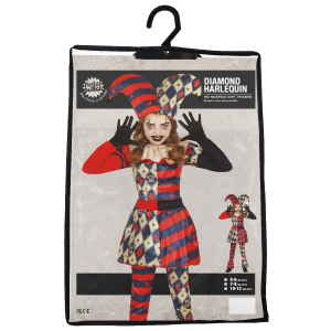 COSTUME ARLECCHINA DIAMANTE VESTITO TRAVESTIMENTO PER BAMBINE HALLOWEEN COSPLAY - 7811