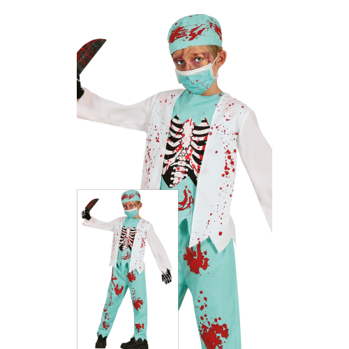 COSTUME DOTTORE MEDICO SCHELETRO ZOMBIE VESTITO TRAVESTIMENTO PER BAMBINI HALLOWEEN COSPLAY - 7815