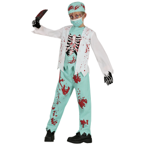 COSTUME DOTTORE MEDICO SCHELETRO ZOMBIE VESTITO TRAVESTIMENTO PER BAMBINI HALLOWEEN COSPLAY - 7815