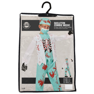 COSTUME DOTTORE MEDICO SCHELETRO ZOMBIE VESTITO TRAVESTIMENTO PER BAMBINI HALLOWEEN COSPLAY - 7815