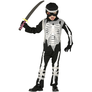 COSTUME SKELETON NINJA VESTITO TRAVESTIMENTO SCHELETRO NINJA PER BAMBINI HALLOWEEN COSPLAY