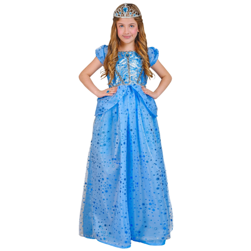 COSTUME VESTITO ABITO TRAVESTIMENTO CARNEVALE BAMBINA PRINCIPESSA FATINA AZZURRA