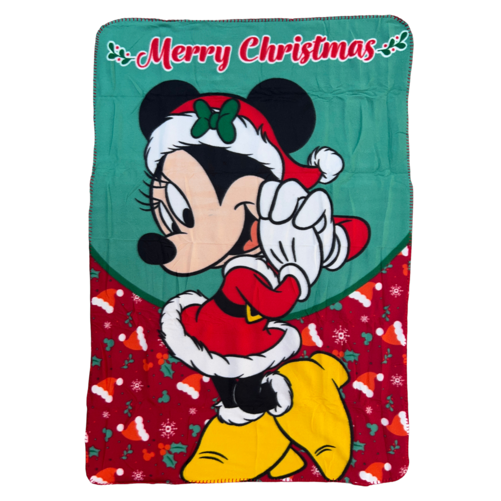 PLAID MINNIE NATALE DISNEY COPERTA IN 100% POLIESTERE 220 GSM 100 X 140 CM PER BAMBINI - MIN36-5445