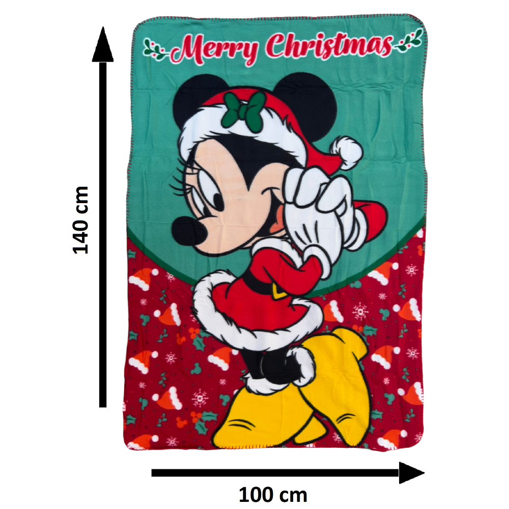 PLAID MINNIE NATALE DISNEY COPERTA IN 100% POLIESTERE 220 GSM 100 X 140 CM PER BAMBINI - MIN36-5445