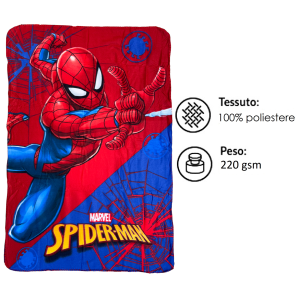 PLAID SPIDERMAN MARVEL COPERTA IN 100% POLIESTERE 220 GSM 100 X 140 CM PER BAMBINI - SPI24-4223