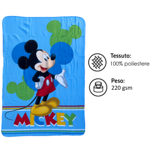 PLAID TOPOLINO DISNEY COPERTA IN 100% POLIESTERE 220 GSM 100 X 140 CM PER BAMBINI - JE12339CG