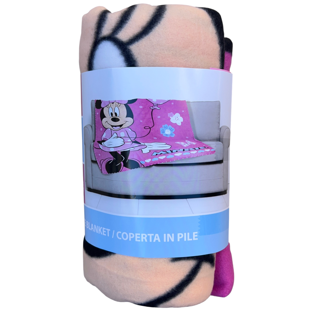 PLAID MINNIE DISNEY COPERTA IN 100% POLIESTERE 220 GSM 100 X 140 CM PER BAMBINI - JE12340CG
