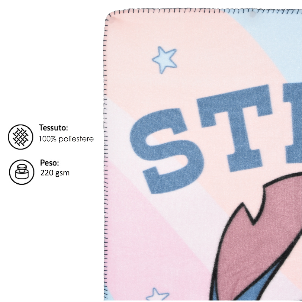 PLAID STITCH SCRUMP DISNEY COPERTA IN 100% POLIESTERE 220 GSM 100 X 150 CM PER BAMBINI - HY46015
