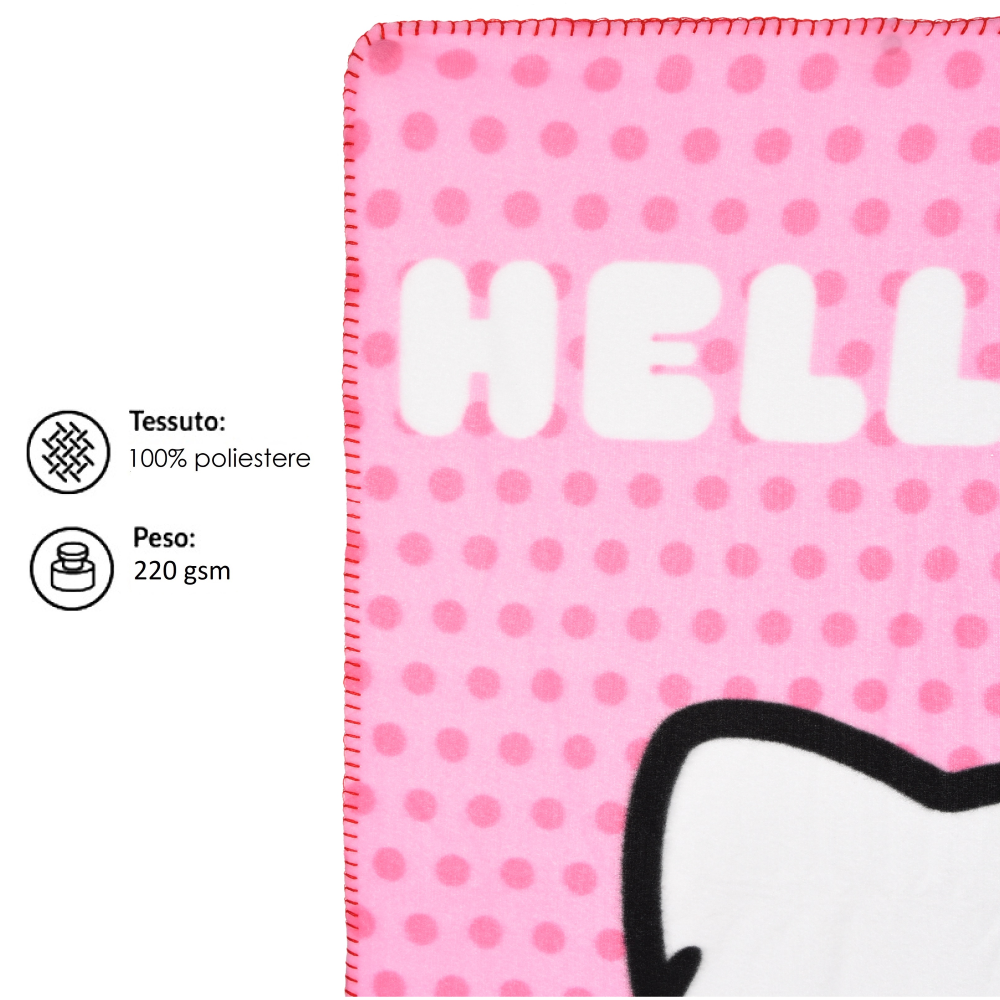 PLAID HELLO KITTY COPERTA IN 100% POLIESTERE 220 GSM 100 X 150 CM PER BAMBINI - HY46005