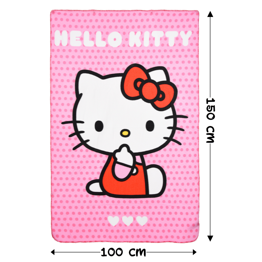 PLAID HELLO KITTY COPERTA IN 100% POLIESTERE 220 GSM 100 X 150 CM PER BAMBINI - HY46005