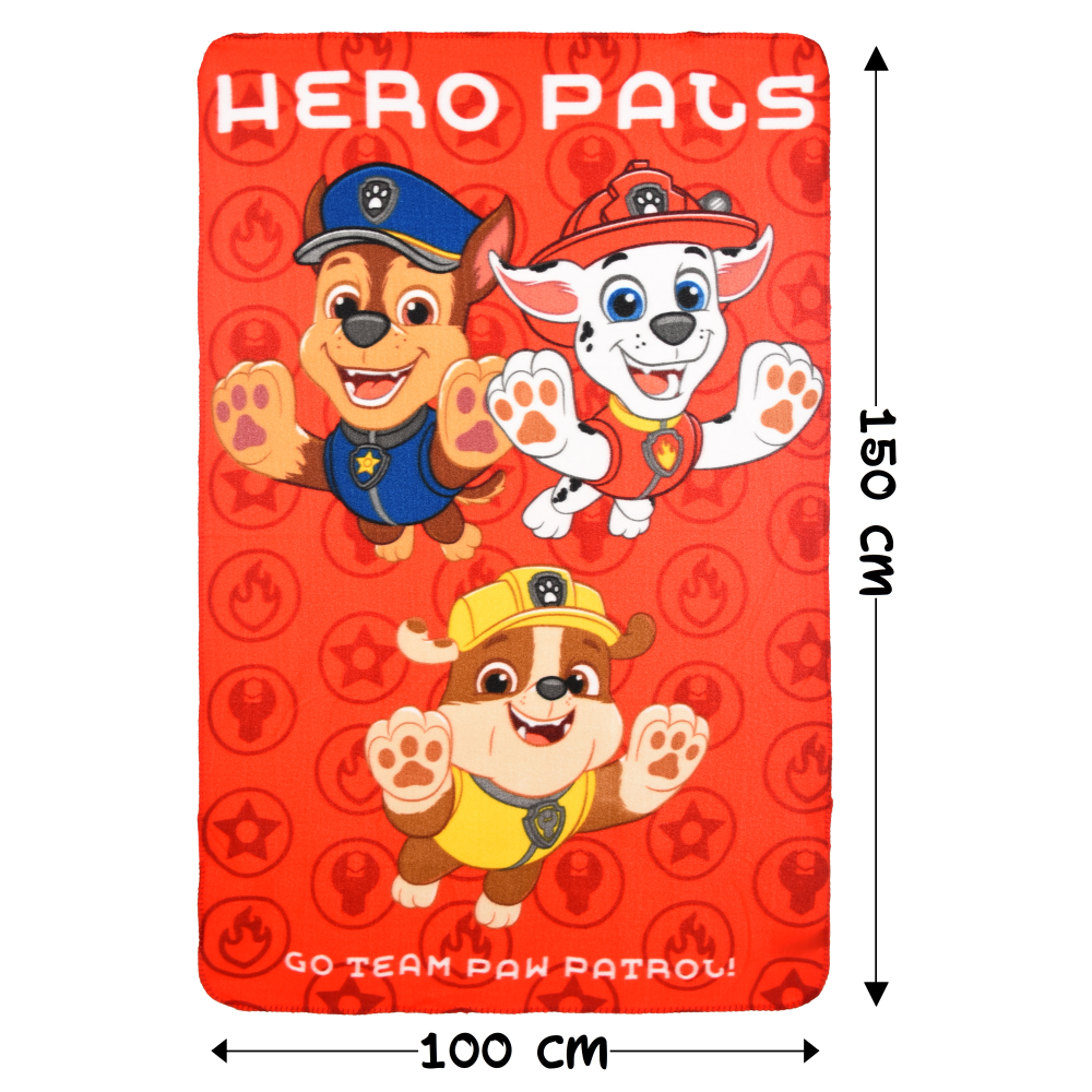 PLAID PAW PATROL COPERTA IN 100% POLIESTERE 220 GSM 100 X 150 CM PER BAMBINI - HY46007
