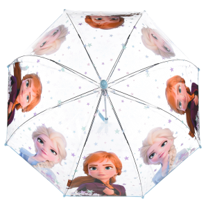 OMBRELLO A CUPOLA FROZEN DISNEY PER BAMBINI 64 CM TRASPARENTE CON APERTURA MANUALE - HY40109