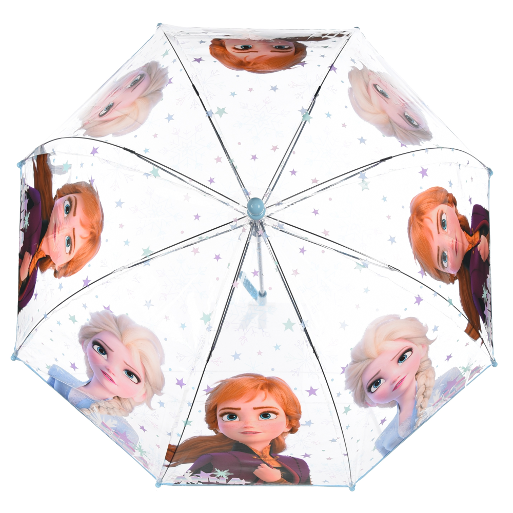 OMBRELLO A CUPOLA FROZEN DISNEY PER BAMBINI 64 CM TRASPARENTE CON APERTURA MANUALE - HY40109