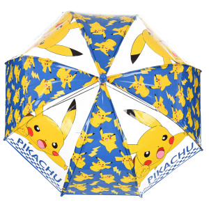 OMBRELLO A CUPOLA PIKACHU PER BAMBINI 64 CM TRASPARENTE CON APERTURA MANUALE - HY40100