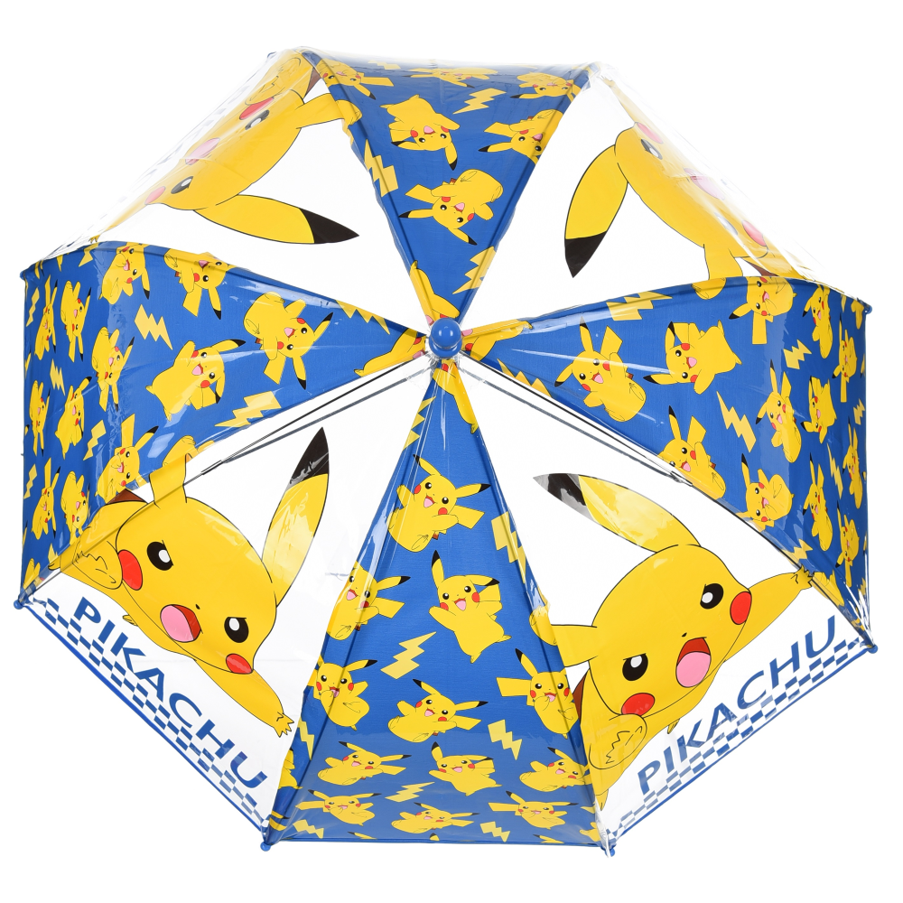 OMBRELLO A CUPOLA PIKACHU PER BAMBINI 64 CM TRASPARENTE CON APERTURA MANUALE - HY40100