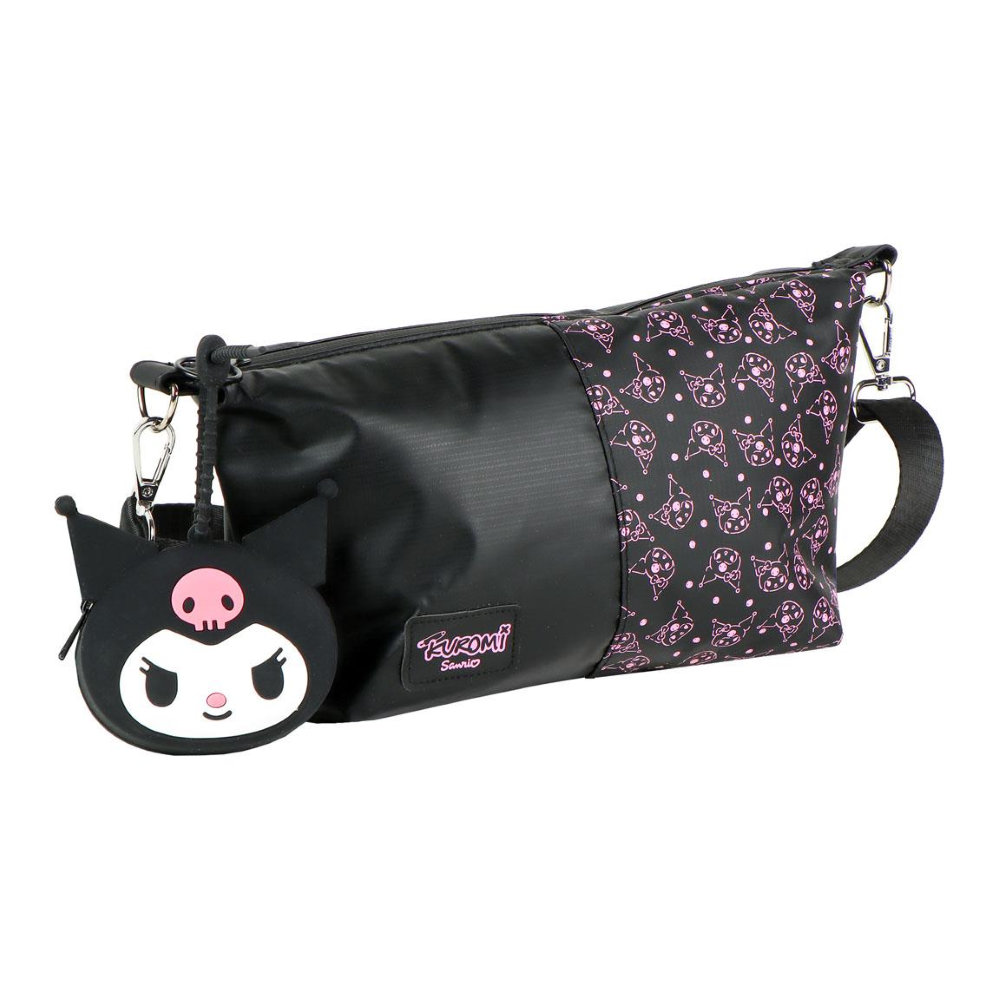 BORSETTA KUROMI HELLO KITTY CON TRACOLLA REGOLABILE PORTACHIAVI ACCESSORIO DA PASSEGGIO BAMBINI- 5949