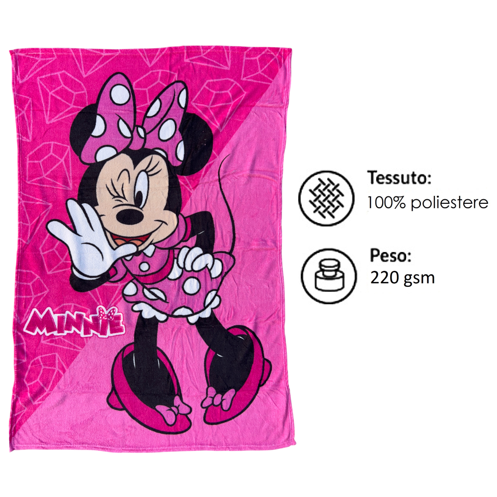 PLAID IN CORAL MINNIE DISNEY COPERTA IN 100% POLIESTERE 100 X 140 CM PER BAMBINI - JE13559AD