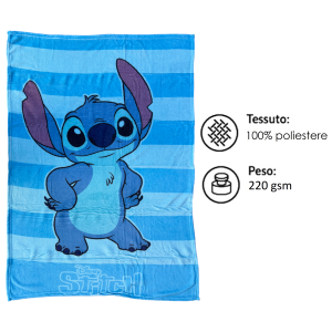 PLAID IN CORAL STITCH DISNEY COPERTA IN 100% POLIESTERE 100 X 140 CM PER BAMBINI - JE13520AD