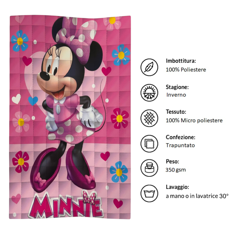 TRAPUNTA MINNIE DISNEY PIUMONE INVERNALE 350 GSM LETTO SINGOLO 160X250 CM - JE12125GTB