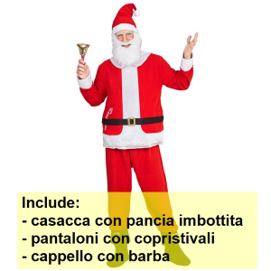 COSTUME BABBO NATALE UOMO TRAVESTIMENTO COMPLETO PER FESTE A TEMA RAPPRESENTAZIONI TEATRALI - 0876