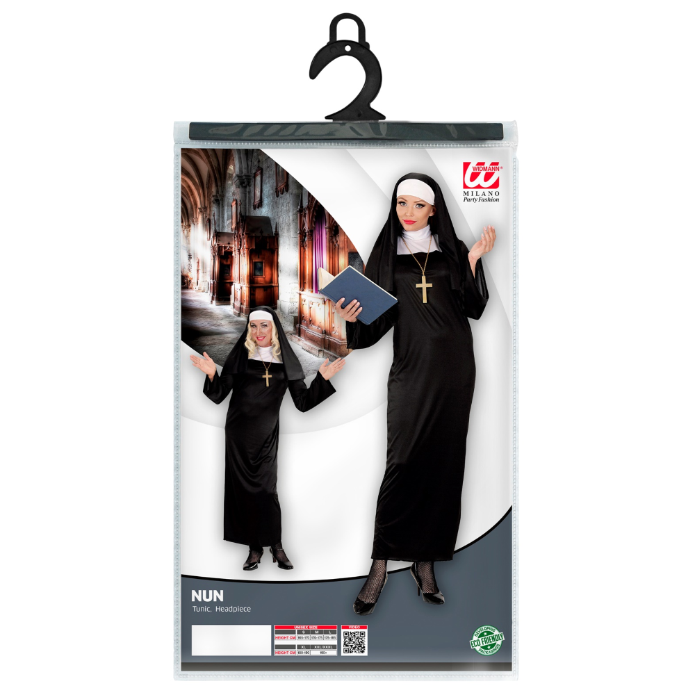 COSTUME SUORA PER ADULTI TRAVESTIMENTO CARNEVALE TUNICA E COPRICAPO COSPLAY FESTE A TEMA - 0132
