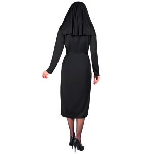 COSTUME DA SUORA DONNA TRAVESTIMENTO CARNEVALE ABITO CINTURA E COPRICAPO COSPLAY FESTE A TEMA - 2752