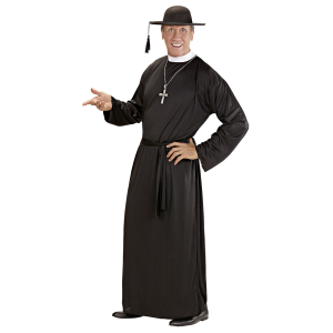 COSTUME DA PRETE UOMO TRAVESTIMENTO CARNEVALE TUNICA E CINTURA COSPLAY FESTE A TEMA - 3901