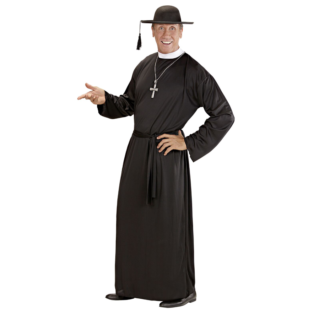 COSTUME DA PRETE UOMO TRAVESTIMENTO CARNEVALE TUNICA E CINTURA COSPLAY FESTE A TEMA - 3901