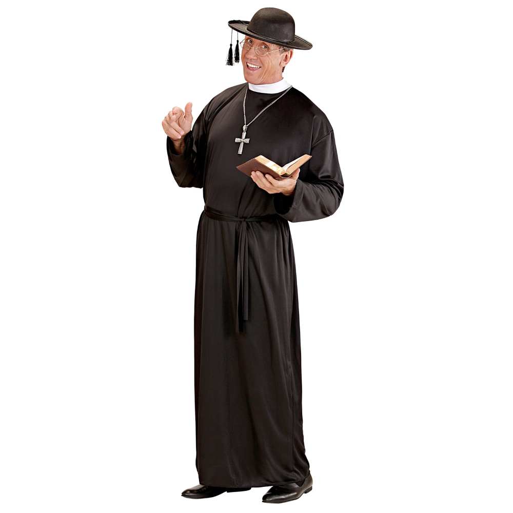 COSTUME DA PRETE UOMO TRAVESTIMENTO CARNEVALE TUNICA E CINTURA COSPLAY FESTE A TEMA - 3901