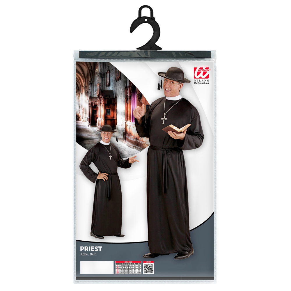 COSTUME DA PRETE UOMO TRAVESTIMENTO CARNEVALE TUNICA E CINTURA COSPLAY FESTE A TEMA - 3901