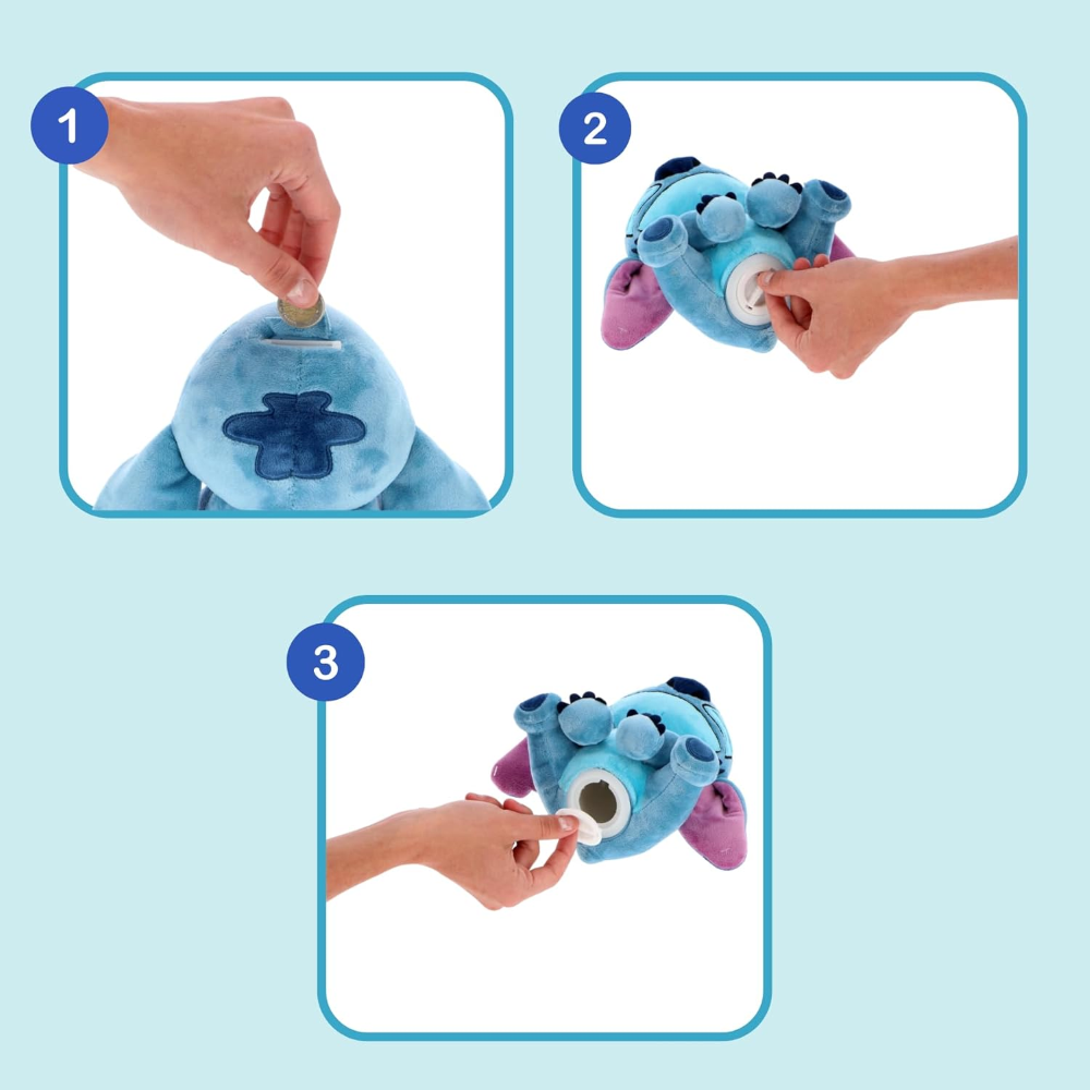 SALVADANAIO PELUCHE STITCH 20 CM DISNEY MORBIDO PUPAZZO CON PORTAMONETE INTERNO DAI 3 ANNI - LIL36-5406
