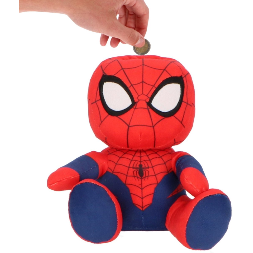 SALVADANAIO PELUCHE SPIDERMAN 20 CM MARVEL MORBIDO PUPAZZO CON PORTAMONETE INTERNO DAI 3 ANNI - SPI36-5411