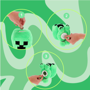 SALVADANAIO PELUCHE MINECRAFT CREEPER 20 CM MORBIDO PUPAZZO CON PORTAMONETE INTERNO DAI 3 ANNI - MNC36-5412