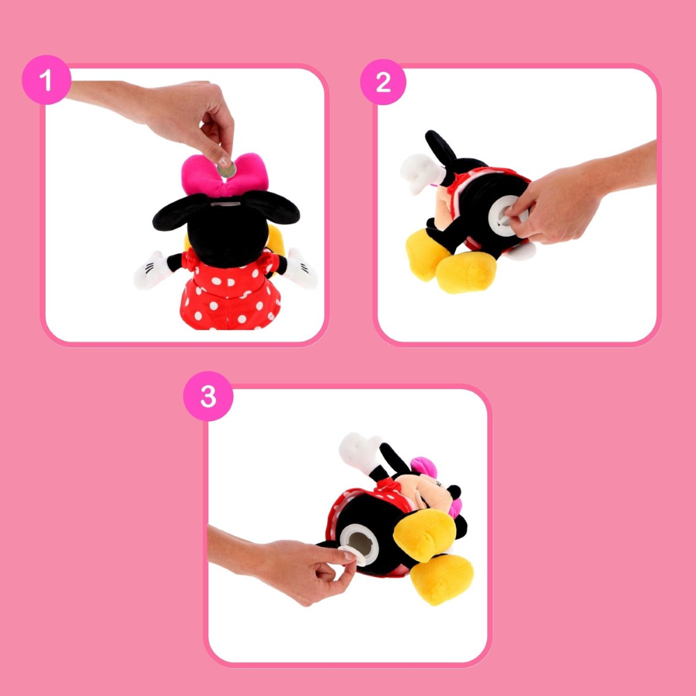 SALVADANAIO PELUCHE MINNIE DISNEY 20 CM MORBIDO PUPAZZO CON PORTAMONETE INTERNO DAI 3 ANNI - MIN36-5410