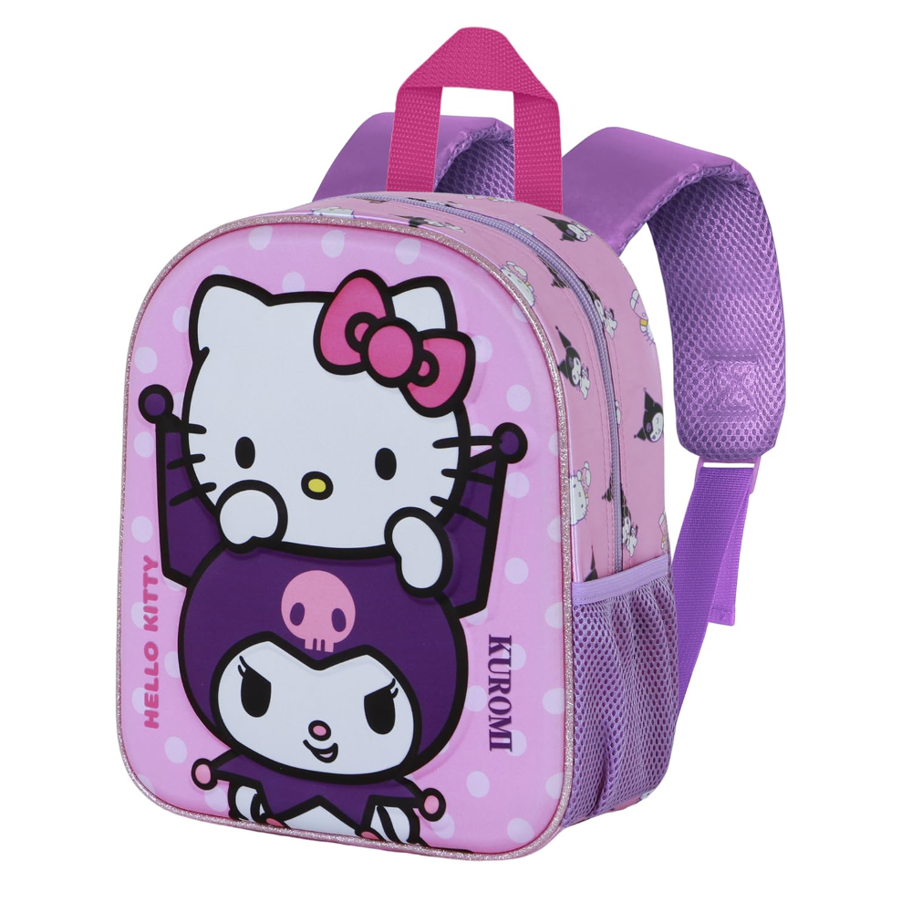 ZAINO ASILO 3D KUROMI E HELLO KITTY BORSA 31 CM PER SCUOLA MATERNA O TEMPO LIBERO- 08519