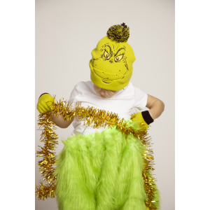 SET INVERNALE IL GRINCH CAPPELLO CON POMPON E GUANTI PER BAMBINI IN MORBIDO ACRILICO - 0578