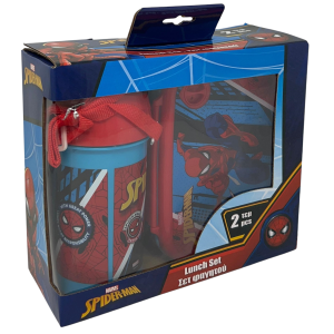 SET PRANZO SPIDERMAN MARVEL BORRACCIA POP-UP E PORTAMERENDA IN PLASTICA RIUTILIZZABILE - 35364