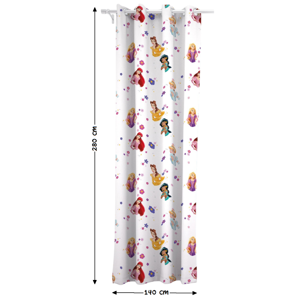 TENDA VELATA CAMERETTA PRINCIPESSE DISNEY 140 X 280 CM PANNELLO SINGOLO CON ANELLI - PRI-1663