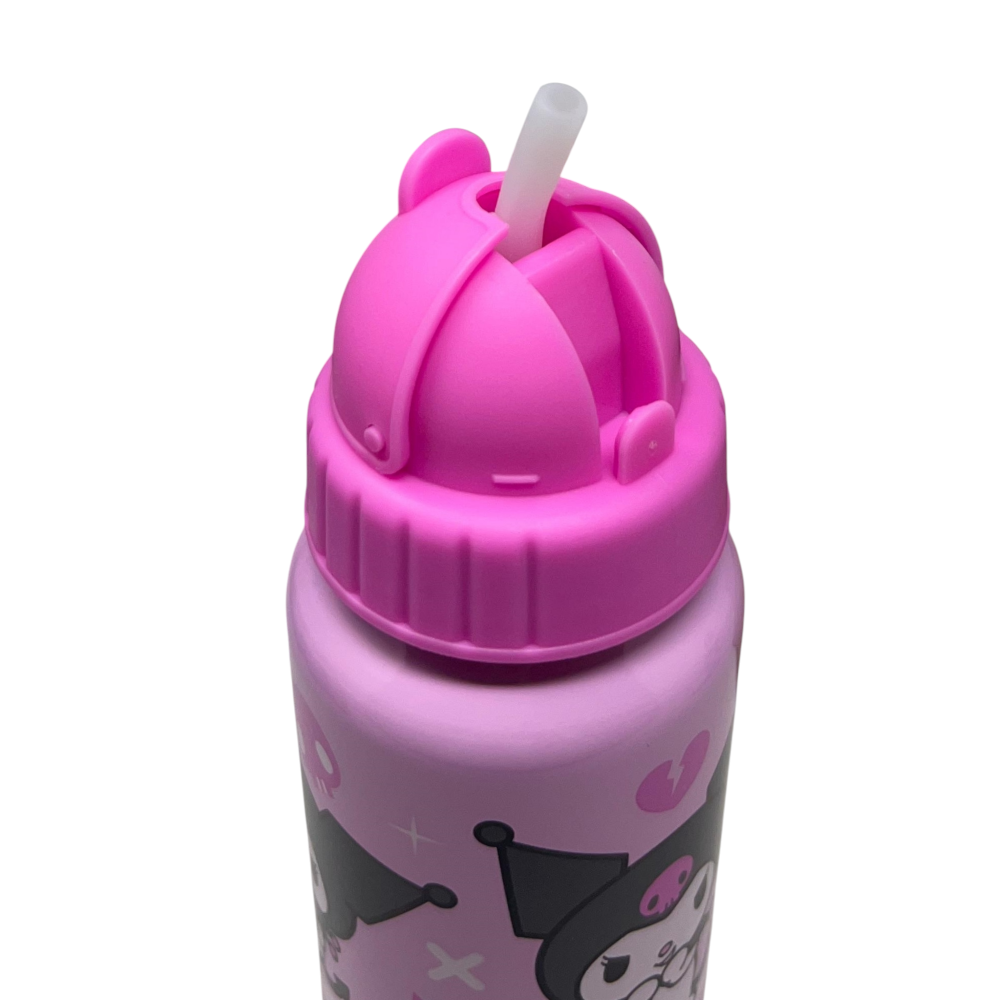 BORRACCIA IN ALLUMINIO CON CANNUCCIA KUROMI SANRIO BOTTIGLIA PER BAMBINI 550 ML - H13122MC/R