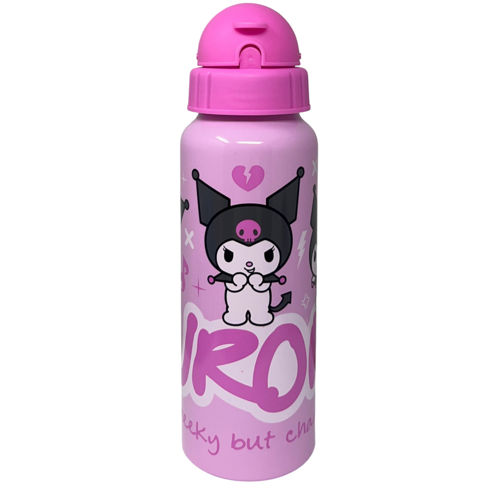 BORRACCIA IN ALLUMINIO CON CANNUCCIA KUROMI SANRIO BOTTIGLIA PER BAMBINI 550 ML - H13122MC/R