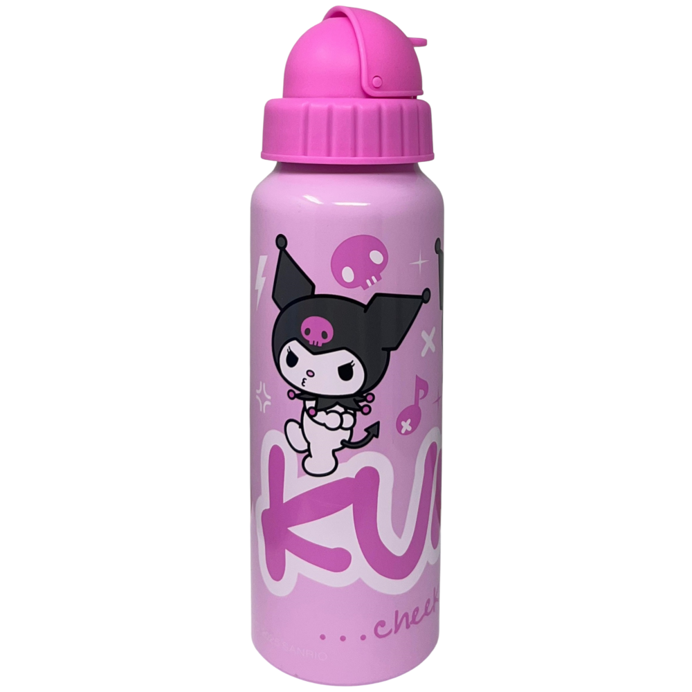 BORRACCIA IN ALLUMINIO CON CANNUCCIA KUROMI SANRIO BOTTIGLIA PER BAMBINI 550 ML - H13122MC/R