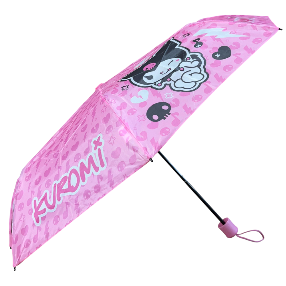 OMBRELLO PIEGHEVOLE KUROMI SANRIO ACCESSORIO PER LA PIOGGIA BAMBINA - H13534MC
