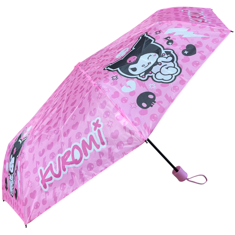 OMBRELLO PIEGHEVOLE KUROMI SANRIO ACCESSORIO PER LA PIOGGIA BAMBINA - H13534MC