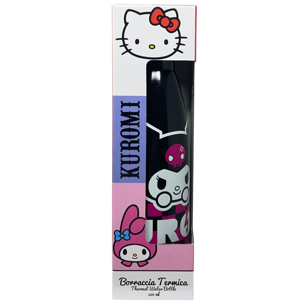 BORRACCIA TERMICA KUROMI SANRIO IN ACCIAIO INOX BOTTIGLIA CON TAPPO SVITABILE 500 ML - H10247TE/N