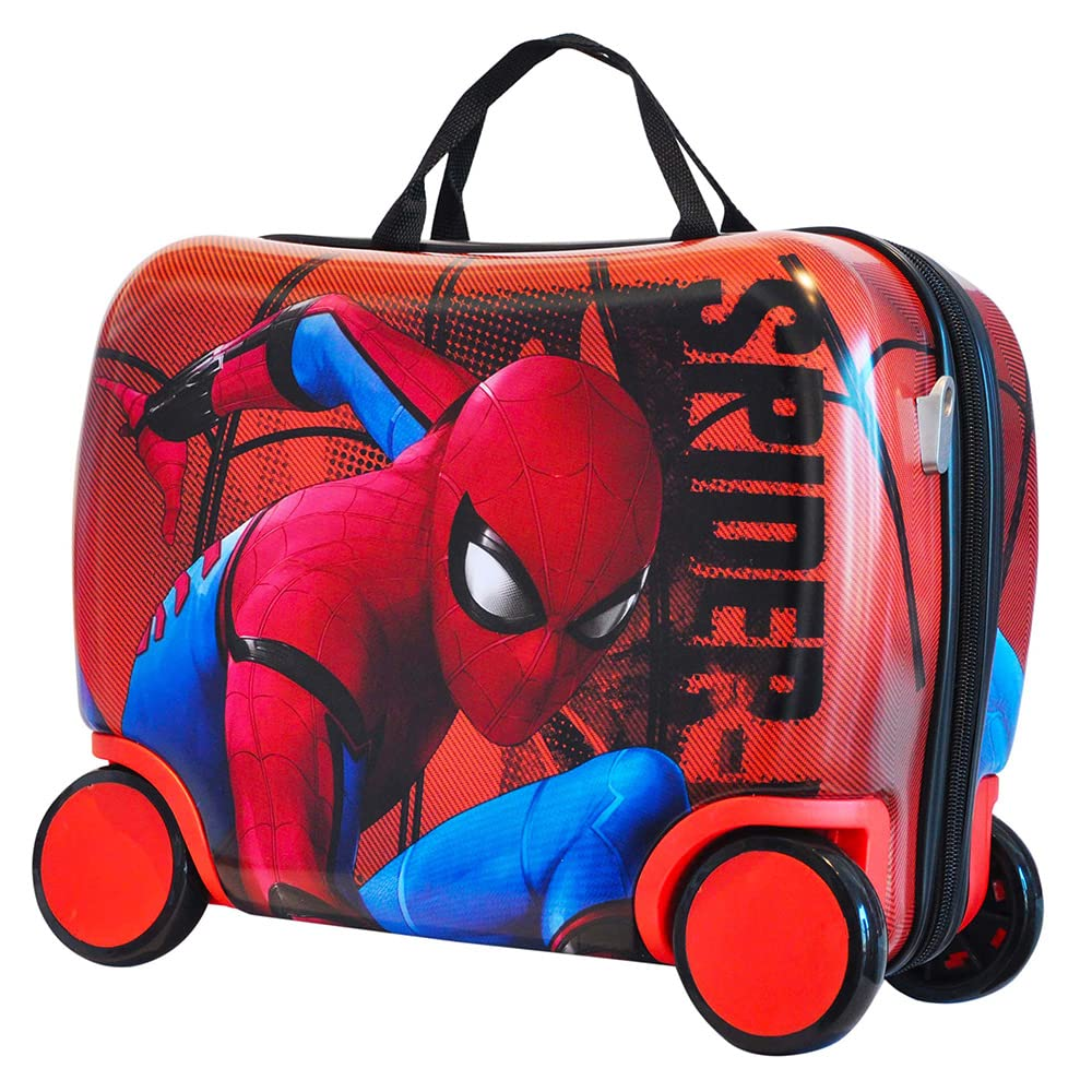TROLLEY SPIDERMAN UOMO RAGNO MARVEL DA VIAGGIO 4 RUOTE CAVALCABILE TRAINABILE CM. 45X34X22 IN ABS - M97704MC