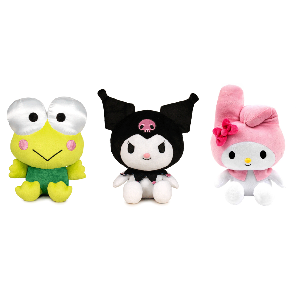PELUCHE HELLO KITTY AND FRIENDS KUROMI MY MELODY KEROPPI 3 MODELLI ASSORTITI MORBIDI PUPAZZI SANRIO 25 CM IN FIBRA RICICLATA - 760024322
