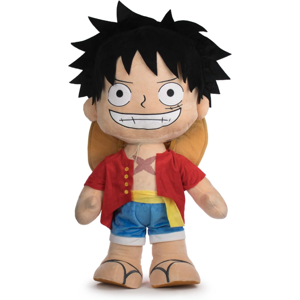 PELUCHE GIGANTE LUFFY CAPPELLO DI PAGLIA ONE PIECE MORBIDO PUPAZZO 80 CM IN FIBRA RICICLATA - 16002693