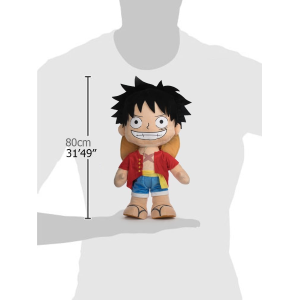 PELUCHE GIGANTE LUFFY CAPPELLO DI PAGLIA ONE PIECE MORBIDO PUPAZZO 80 CM IN FIBRA RICICLATA - 16002693